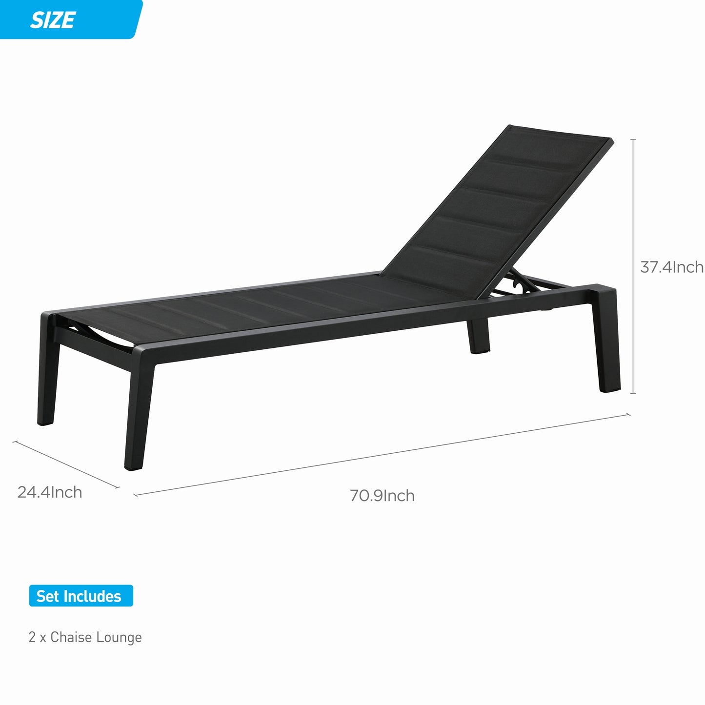 Dakaar Aluminum Outdoor Chaise Lounge Set of 2